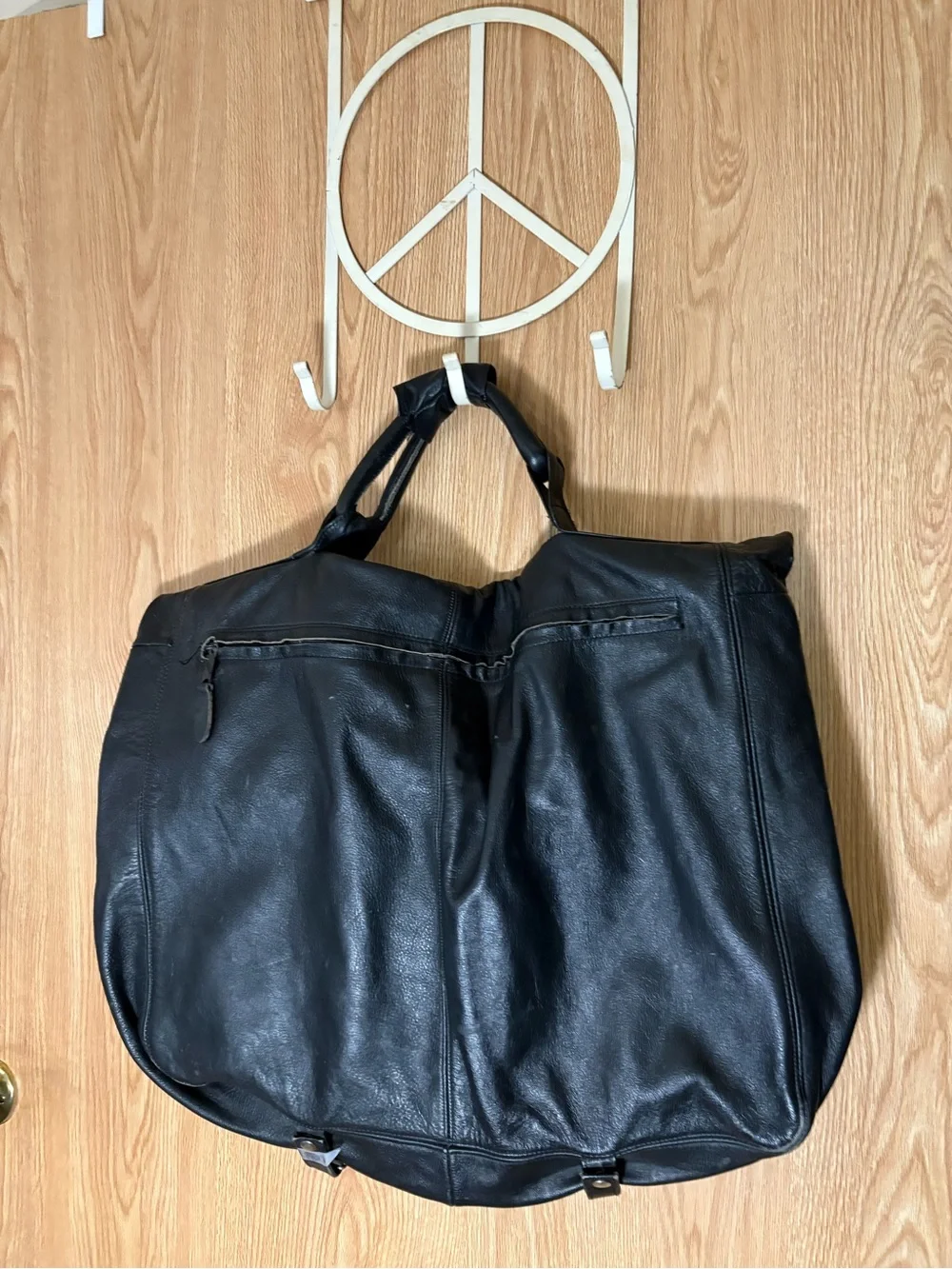 Hand Crafted Black Leather Garment Bag